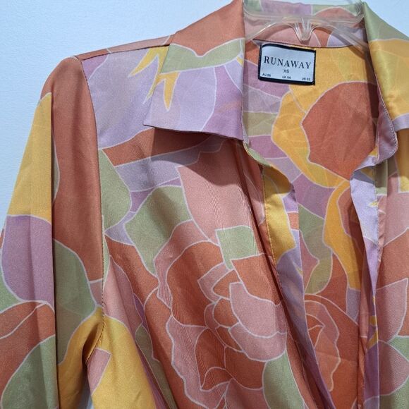 Runaway Ruby Mindy Mini Dress Sage Lightweight Woven Satin XS Fun Multi-color - Picture 10 of 17